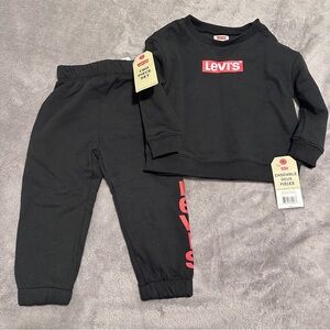 Levi’s Black Red Logo Matching Sweatsuit Size 24 Months Toddler NWT